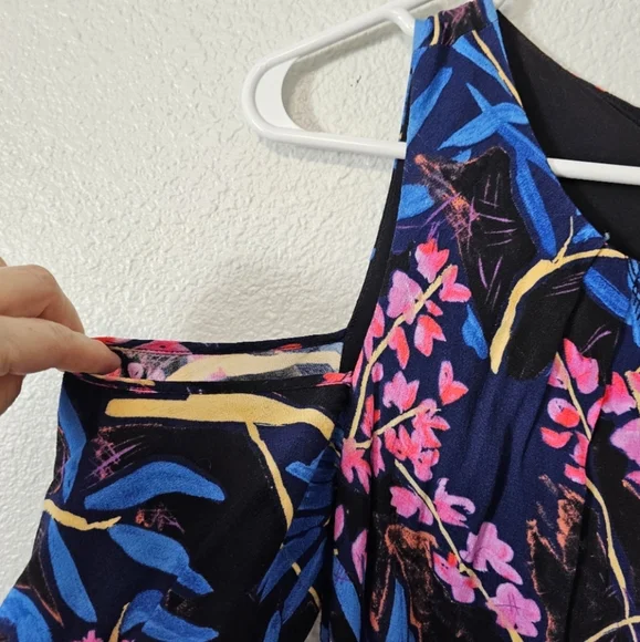 Maeve Anthropology Size 4 Elia Floral Cold Shoulder Dress - Picture 5 of 8